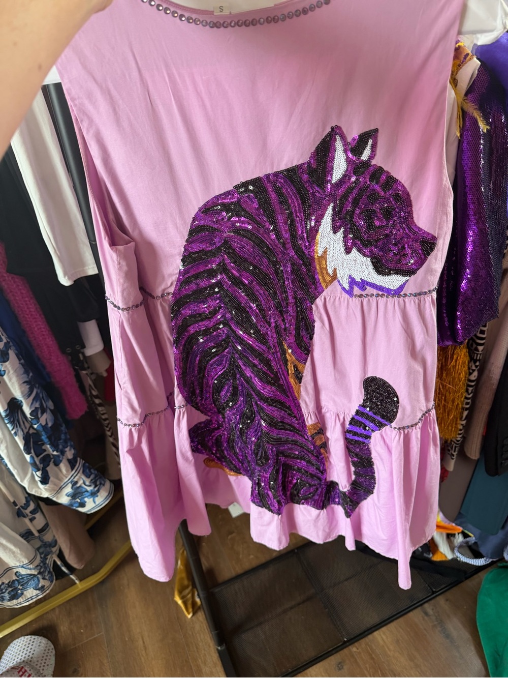 Queen of Sparkles Purple Sequin Tiger Dress